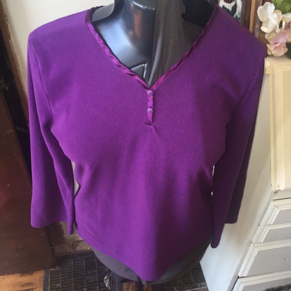 Oscar de la Renta purple fleece M pullover